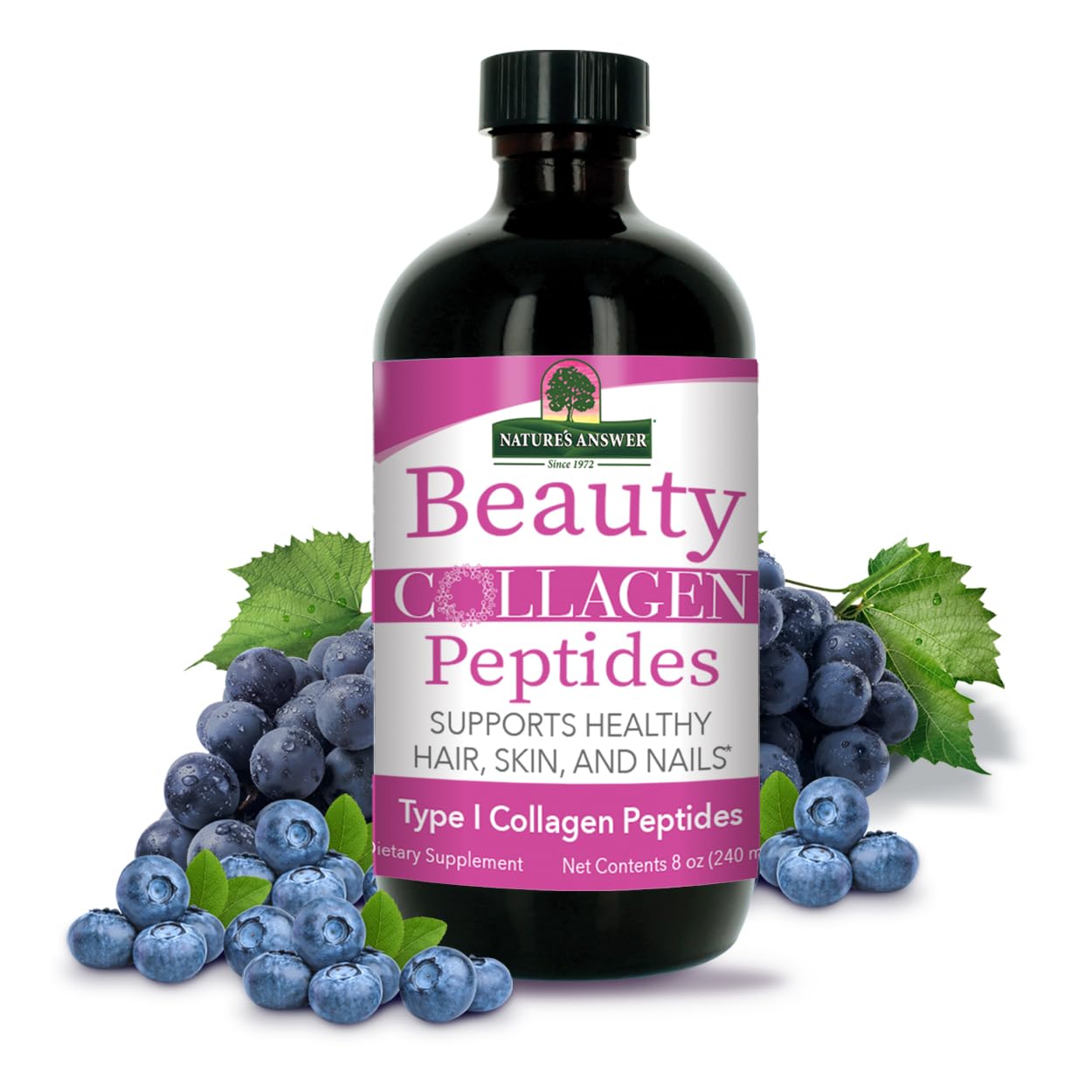 Nature's Answer Beauty Collagen Peptides 8 Fluid Ounces | Hair, Skin & Nail Support | Gluten-Free | Alcohol-Free | Non-GMO | Cruelty-Free | Single Count