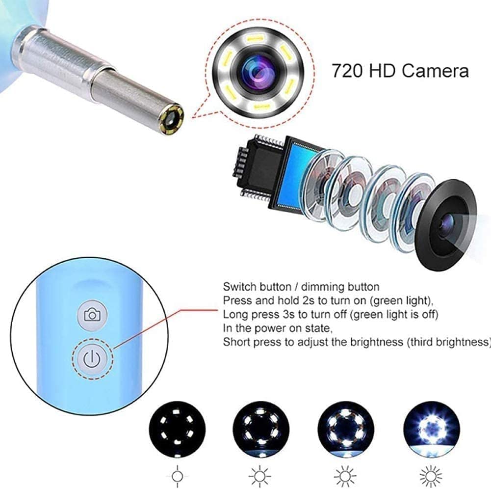 Endoscopio de extracción de cera del oído, otoscopio, USB Otoscopio con 6 ajustables Lealté DS, cámara de inspección de 3.9 mm, for iOS Teléfono inteligente Android IP67 1.3 Millones de píxe
