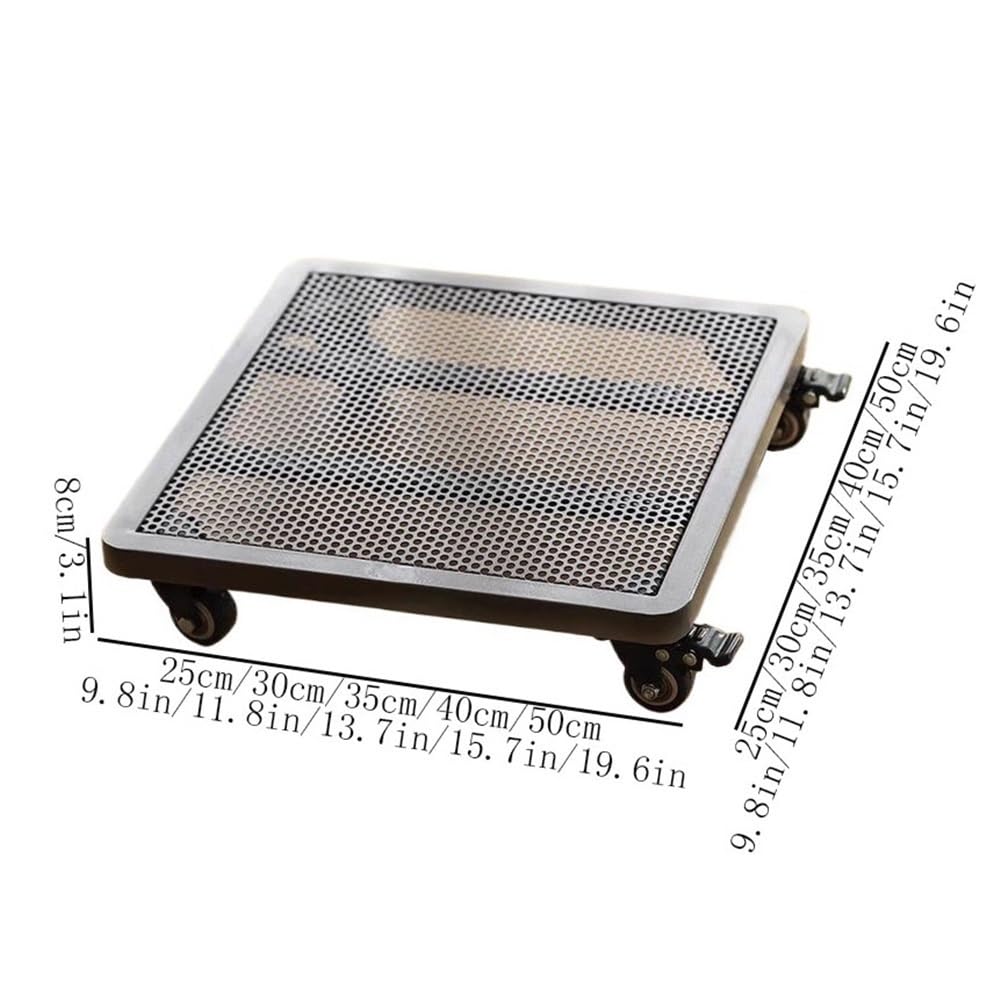 Soporte para plantas Bandeja for macetas con ruedas universales y freno, base de hierro metal for bonsái celosías cuadradas(Medio)