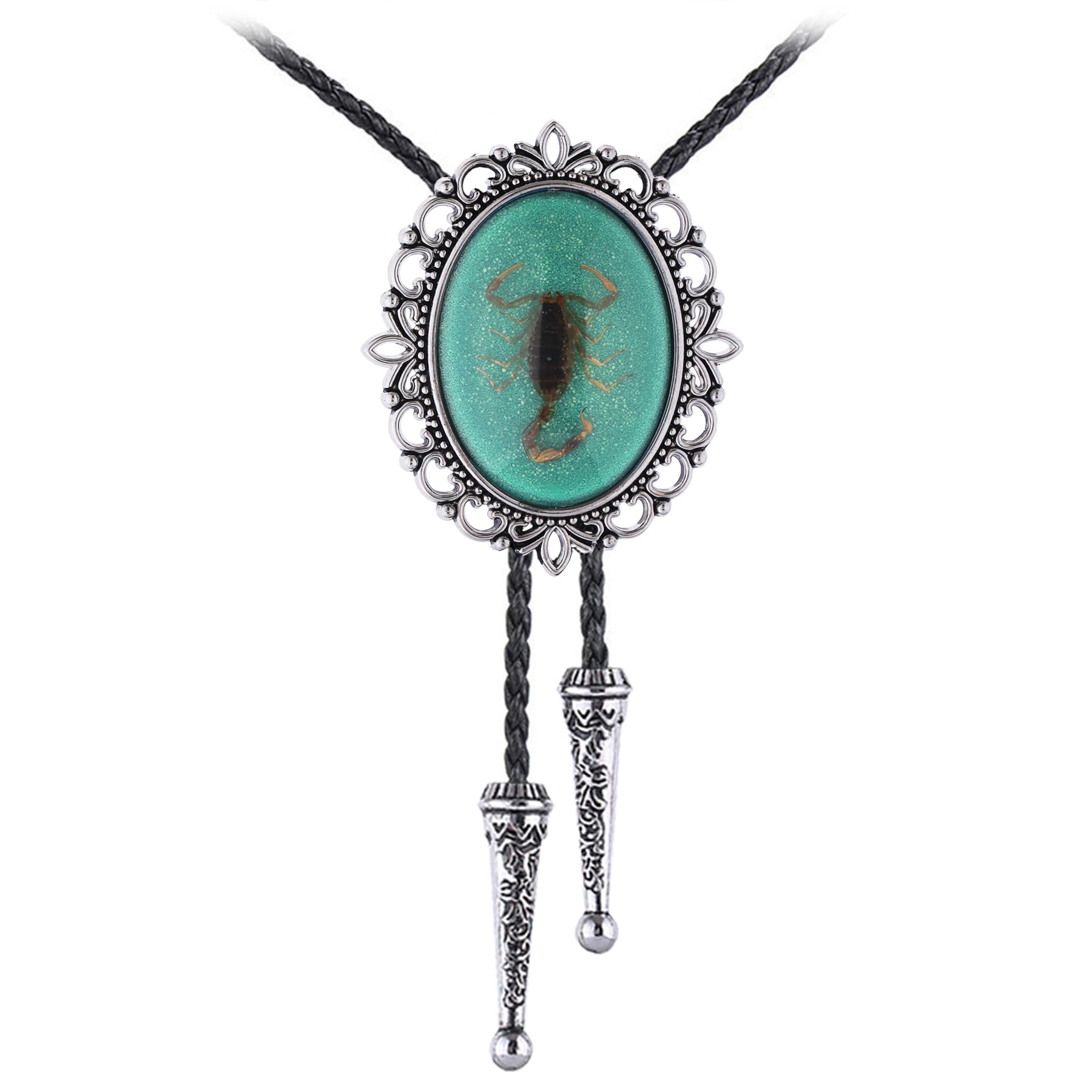 Jeilwiy Bolo Tie for Men Real Stone Westwern Cowboy Ties Silver Bolos Women Leather Necktie Gift for Birthday Christmas