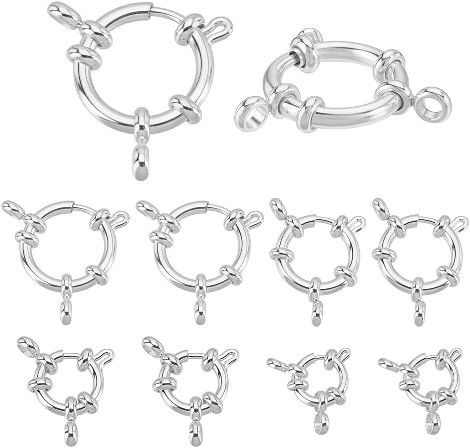 PH PandaHall 8 Piece 24K Gold Plated Golden Spring O Ring Clasps 304 Stainless Steel Closed Ring Clasps 10/12/16/18mm Jewelry Spring Clasp for DIY Jewelry Making Anklets Bracelets Necklaces Crafting