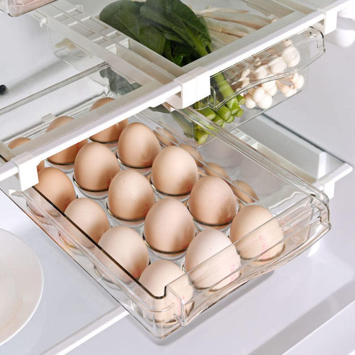 Kühlschrankbox für Obst Gemüse und Eier 2er-Pack passt Kühlschrank Regal unter 1,5 cm