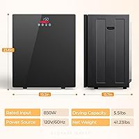 Vista 7 de EUHOMY Secadora de ropa portátil de 1.5 pies cúbicos, secadora compacta de 850 W con manguera de escape, acabado espejo, panel táctil LCD, 4 modos