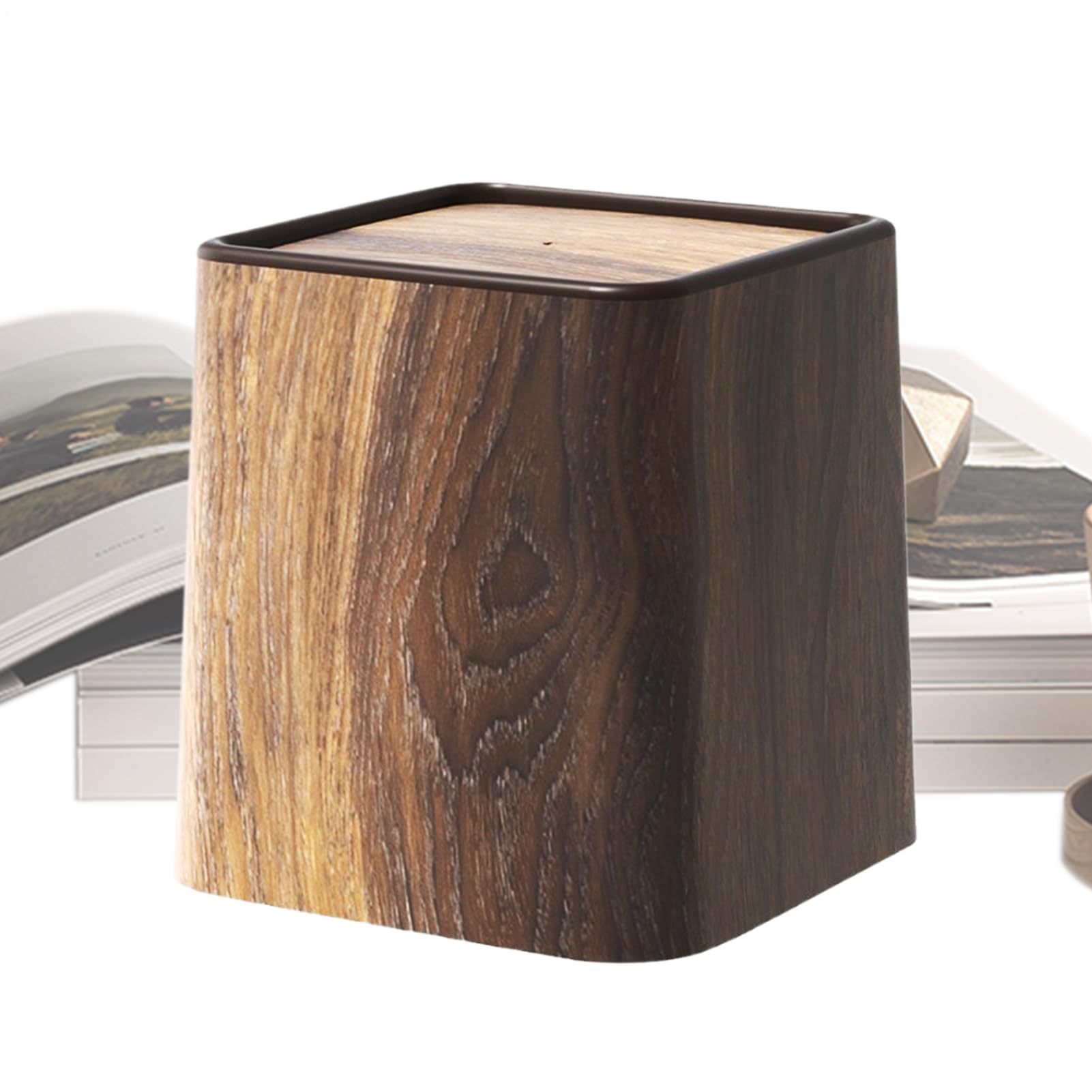 Cubo De Basura Para Escritorio - Contenedor Compacto Para Mesa - Cubo de Basura Retro con Tapa Ahorra Espacio para Habitación Infantil Cocina Residencia Universitaria