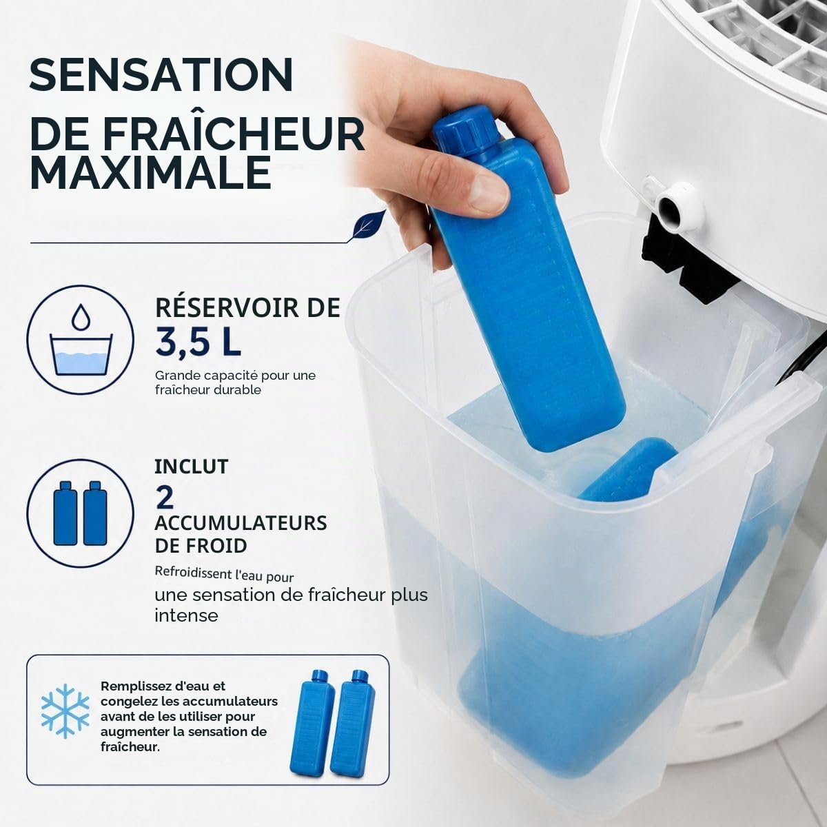 InnovaGoods Refroidisseur d'évaporation portable Tour 4 en 1 Ventilateur Humidificateur Diffuseur d'arômes Télécommande 3.5L 3 Vitesses Minuterie Oscillation 45° Silencieux <46dB