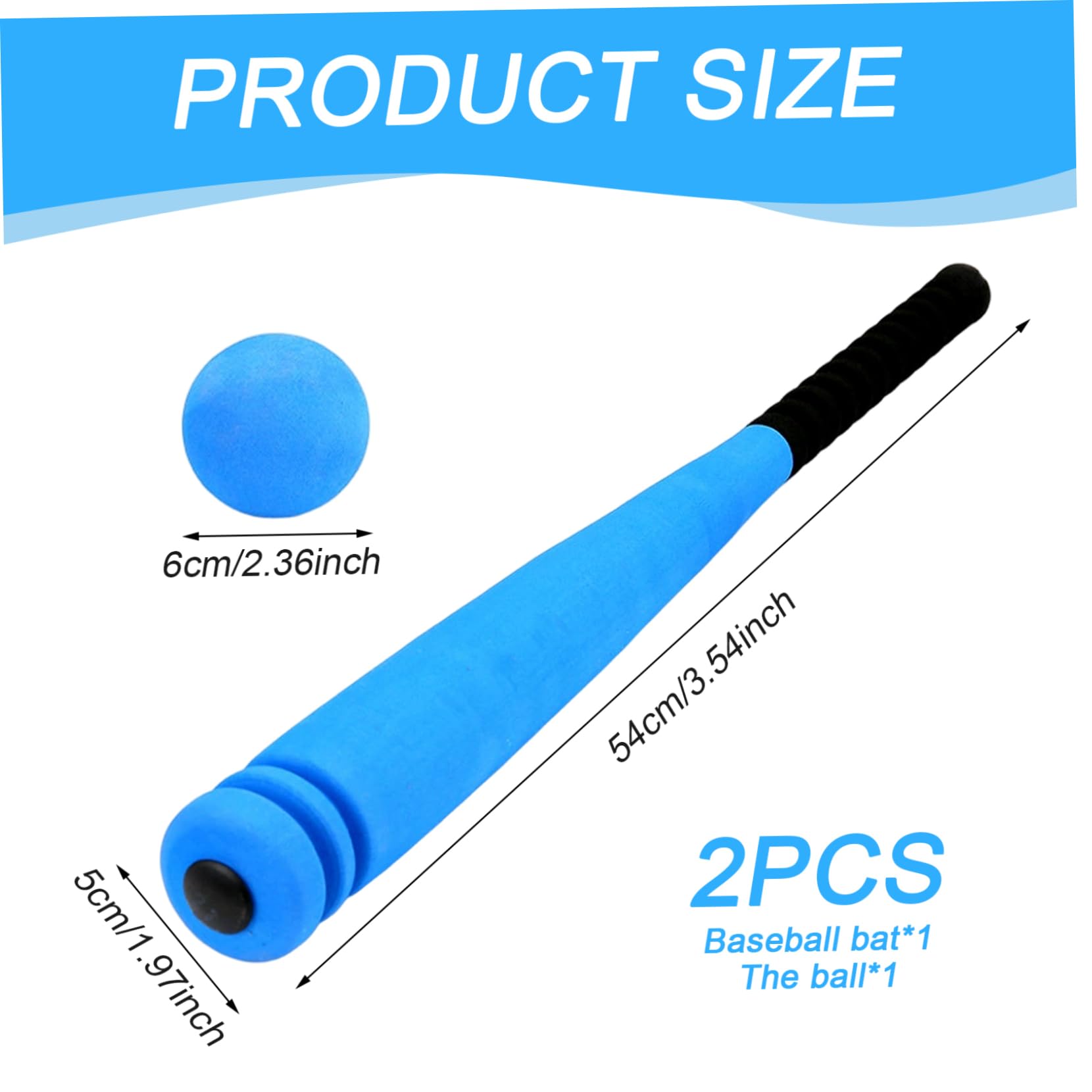 Batte de Baseball en Mousse Batte légère en Mousse Souple avec Balle pour Enfants Tout-Petits Jeunes Jeu de Balle Sport en Plein air et en intérieur Bleu
