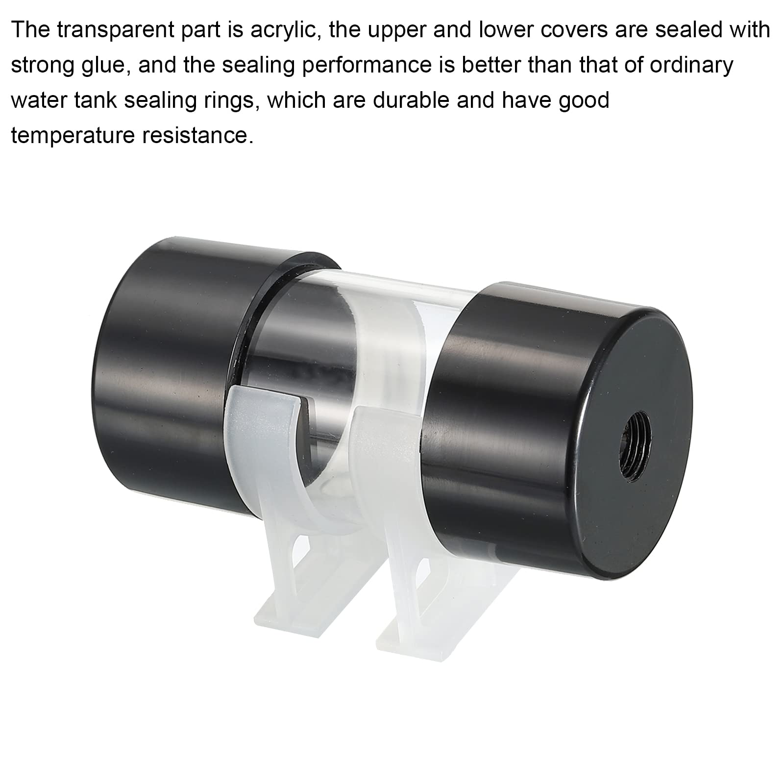 Tanque de refrigeración por agua cilíndrico G1/4 diámetro 1.969 in longitud 3.937 in transparente para PC sistema de refrigeración por agua depósito con acrílico y POM 4
