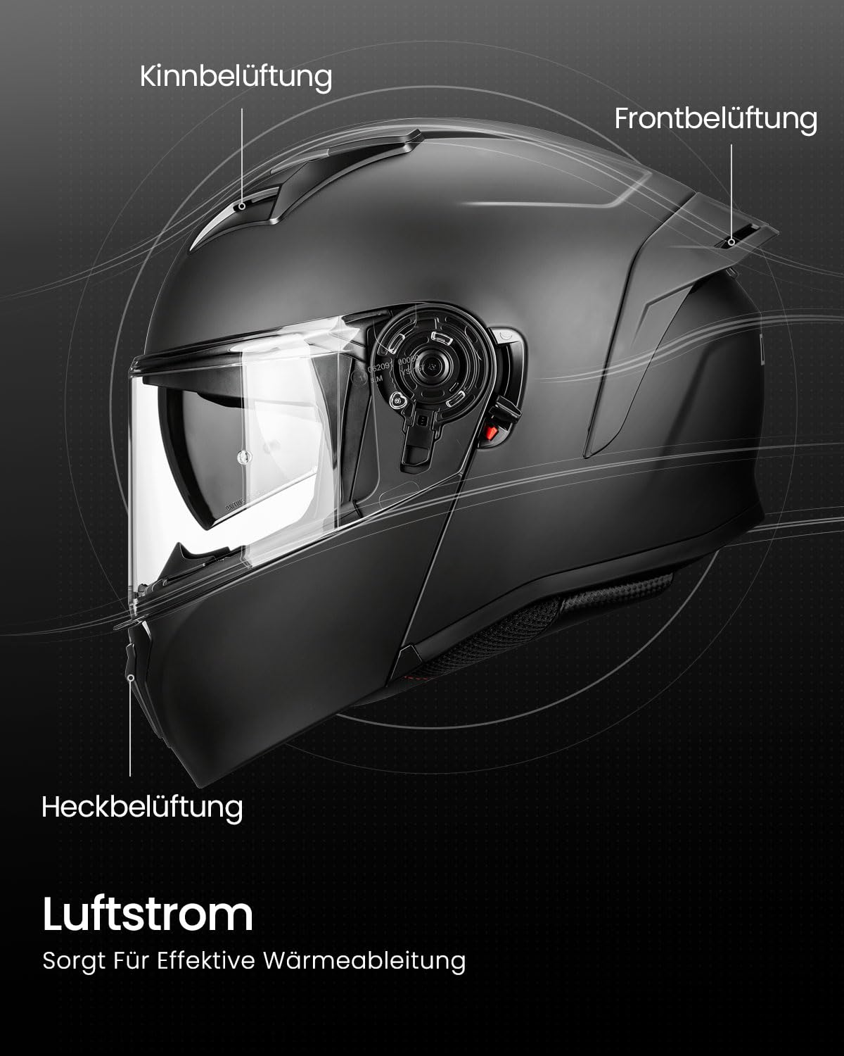 ILM Klapphelm Motorradhelm Herren Damen mit Doppelvisier Integralhelm ECE22.06 Modell FF959