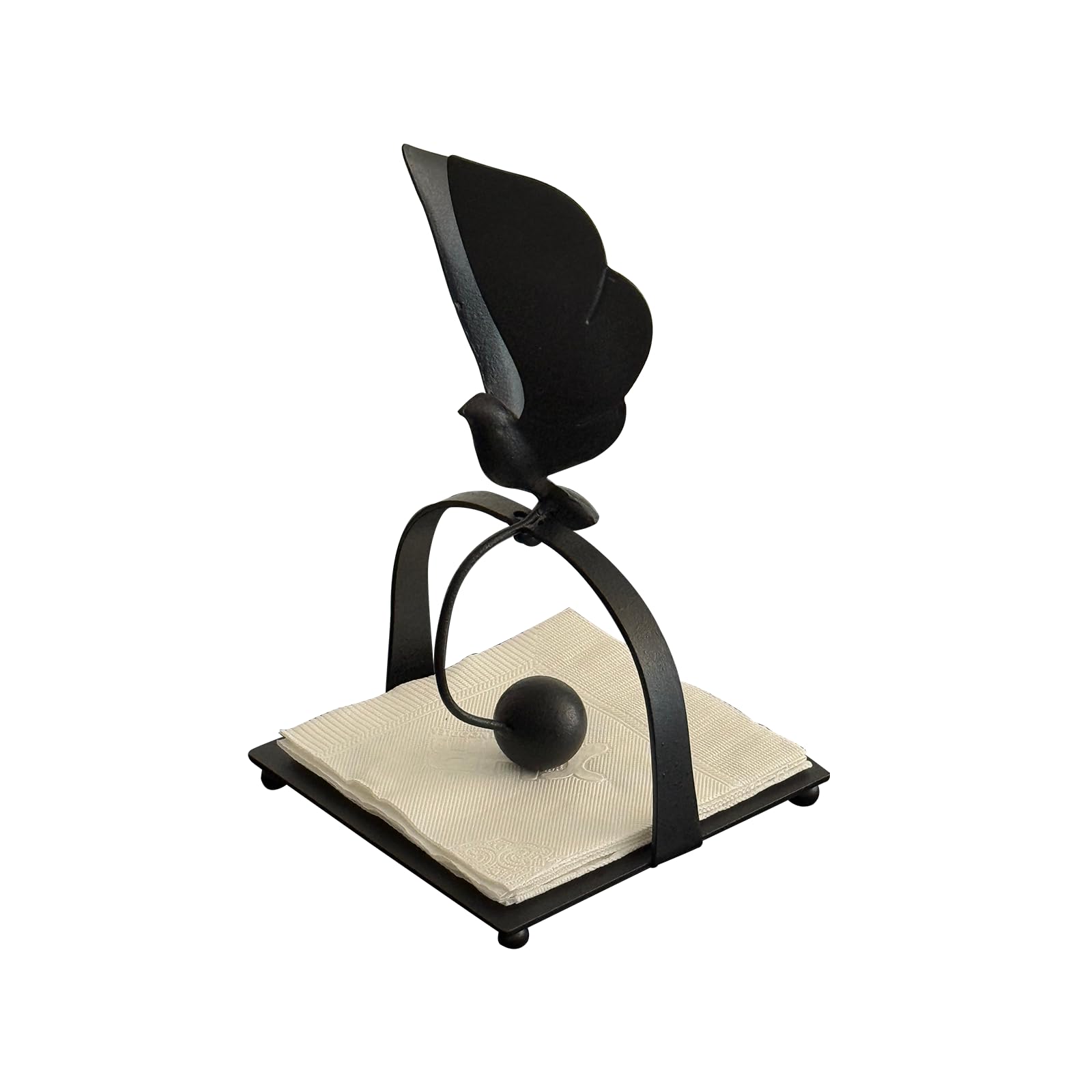 Portatovaglioli in metallo a forma di uccello, per tavolo, decorativo, per cucina, sala da pranzo, picnic all'aperto, decorazione moderna da tavolo (bianco/nero/rosa) (nero)