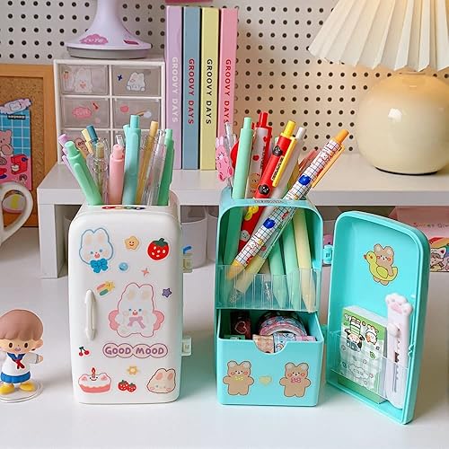 Miniatura 6 de Mini organizador de escritorio con forma de refrigerio Kawaii con calcomanías de anime, bonitos accesorios de escritorio, bandeja de almacenamiento