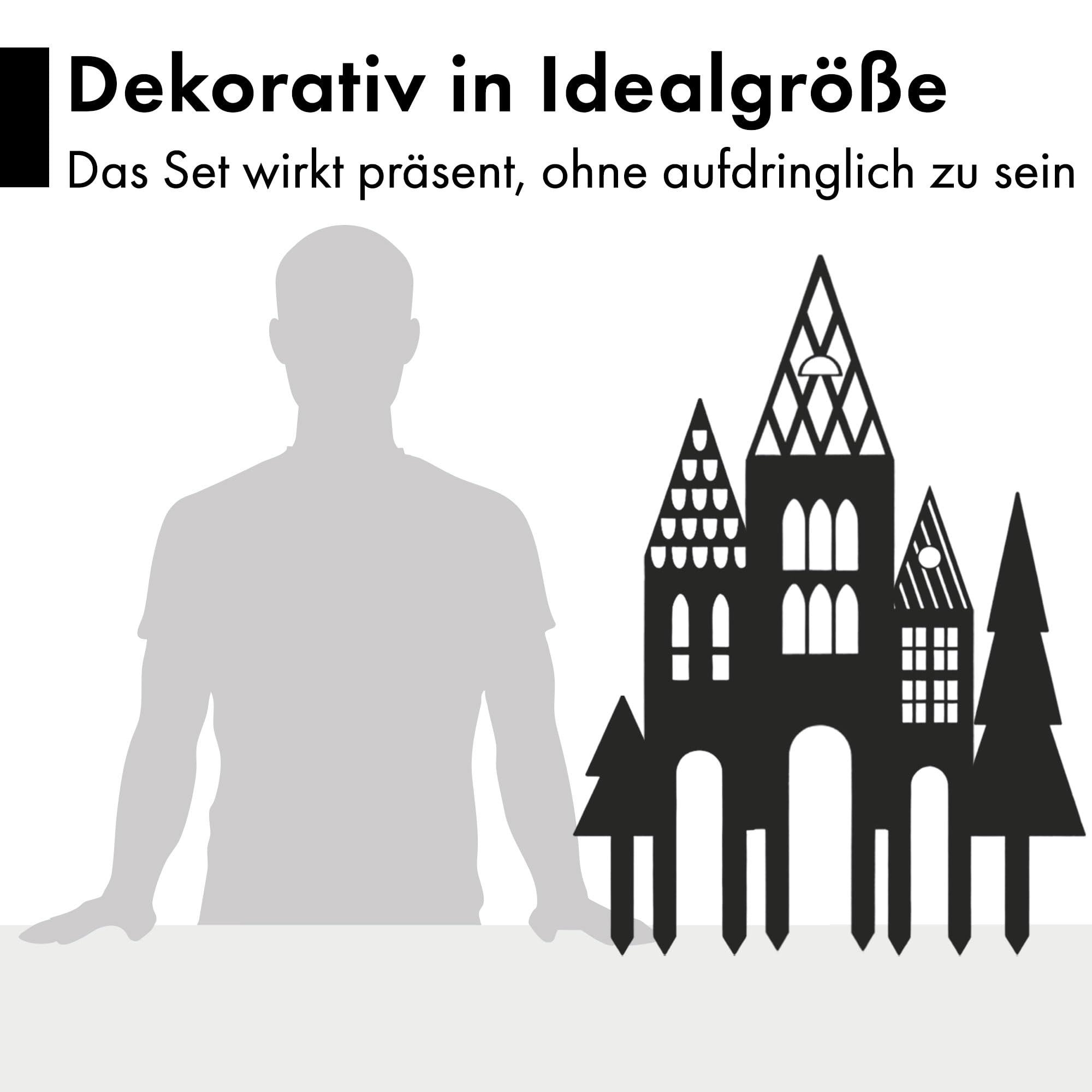 EXTRAVAGANT Gartenstecker Häuser-Set XXL, wetterfest, Edelrost, 5er-Set | Handgefertigt in Deutschland, Gartendekoration, dekorative Rostpatina, aus Metall, für Beet und Terrasse
