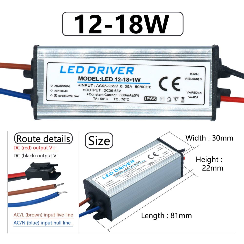 10pcs LED Driver AC DC Lighting 300mA Power Supply IP65 Outdoor 12 24 Volt Power Supply Driver for LEDs (8-12W DC24-42V)
