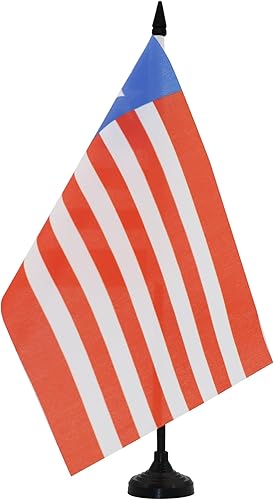 Miniatura 447 de Bandera de mesa Sierra Leona de 5 x 8 pulgadas, bandera de escritorio de Sierra Leona, 8.3 x 5.5 in, barra y base de plástico negro AZ FLAG