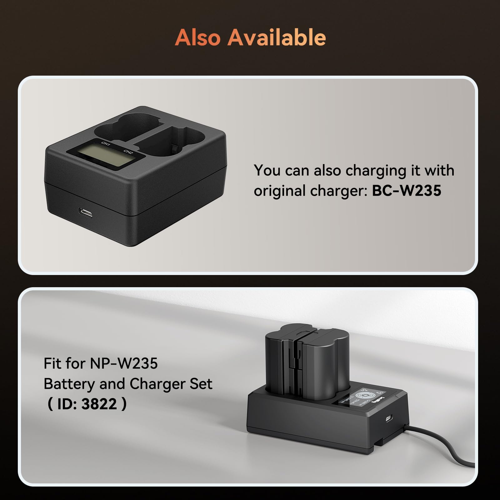 SMALLRIG Battery 2400mAh USB-C Kamera-Akku für Fujifilm NP-W235 X-T5, X-T4, GFX100S, 2,5H voll aufgeladener Kamera-Akku für Fujifilm X-T5, X-T4, X-H2S, X-H2, GFX50S II, VG-XT4, X-S20, Orange – 4970