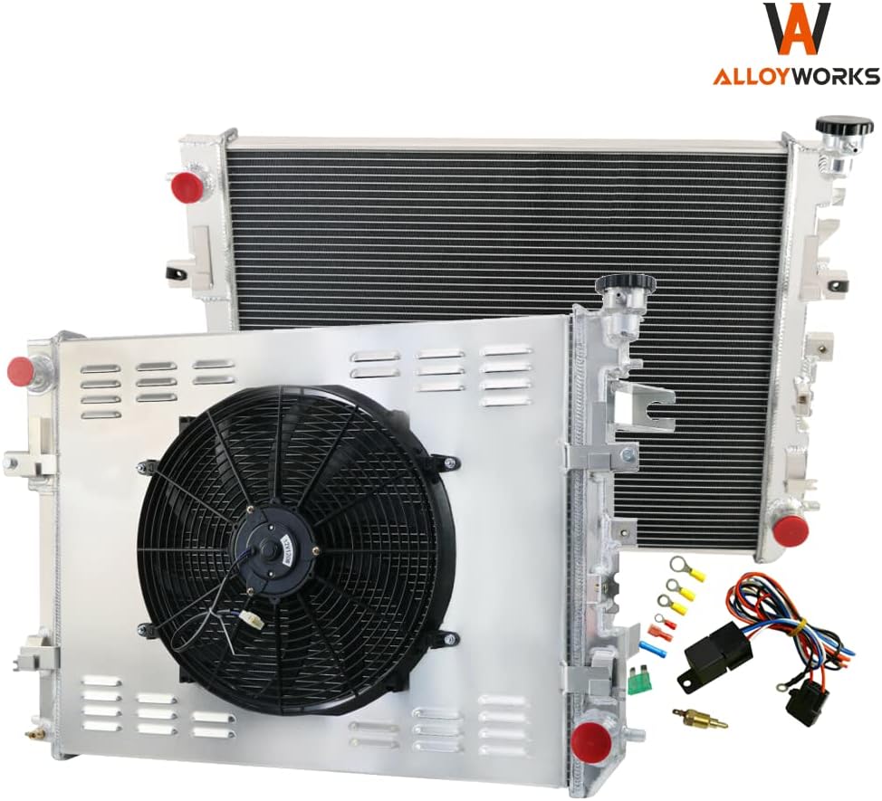 ALLOYWORKS 3 Row Aluminum Radiator + Shroud Fan + Relay For 2009-2018 Dodge Ram 1500 2500 3500 Pickup 3.7L 4.7L 5.7L V6 V8