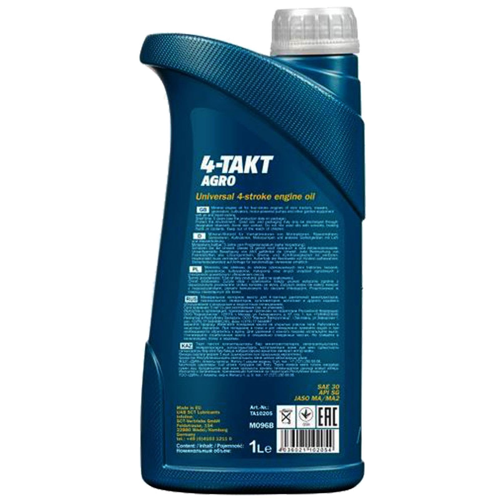 BandelOne enthält 4L + 1L Mannol 4-Takt Agro für Rasenmäher Traktor Generator Sae 30 Api Sg