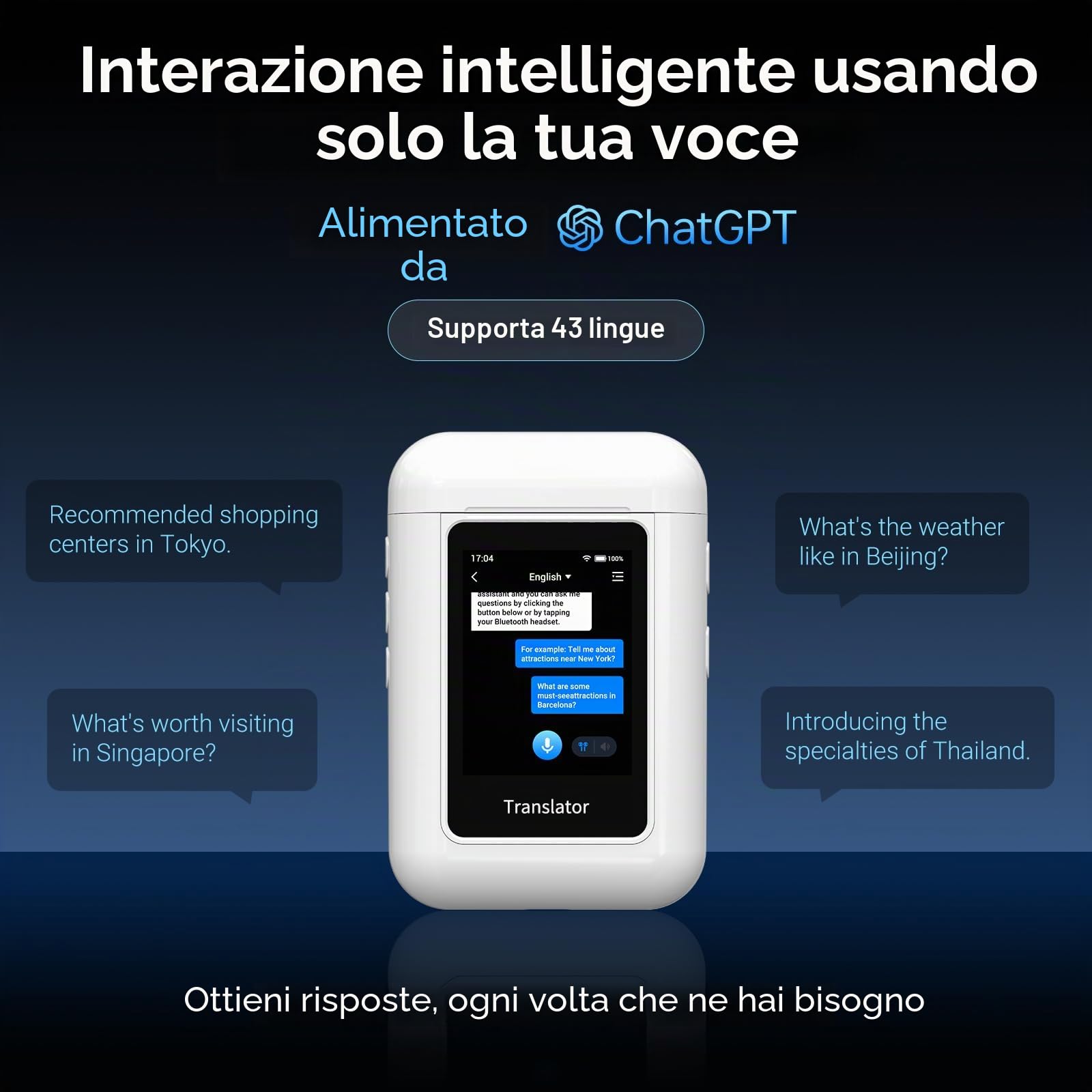 ANFIER Auricolari traduttore A8 Traduzione offline Auricolari in tempo reale Nessuna APP richiesta Uso indipendente Dispositivo traduttore linguistico per 144 lingue e accenti per viaggi di lavoro e