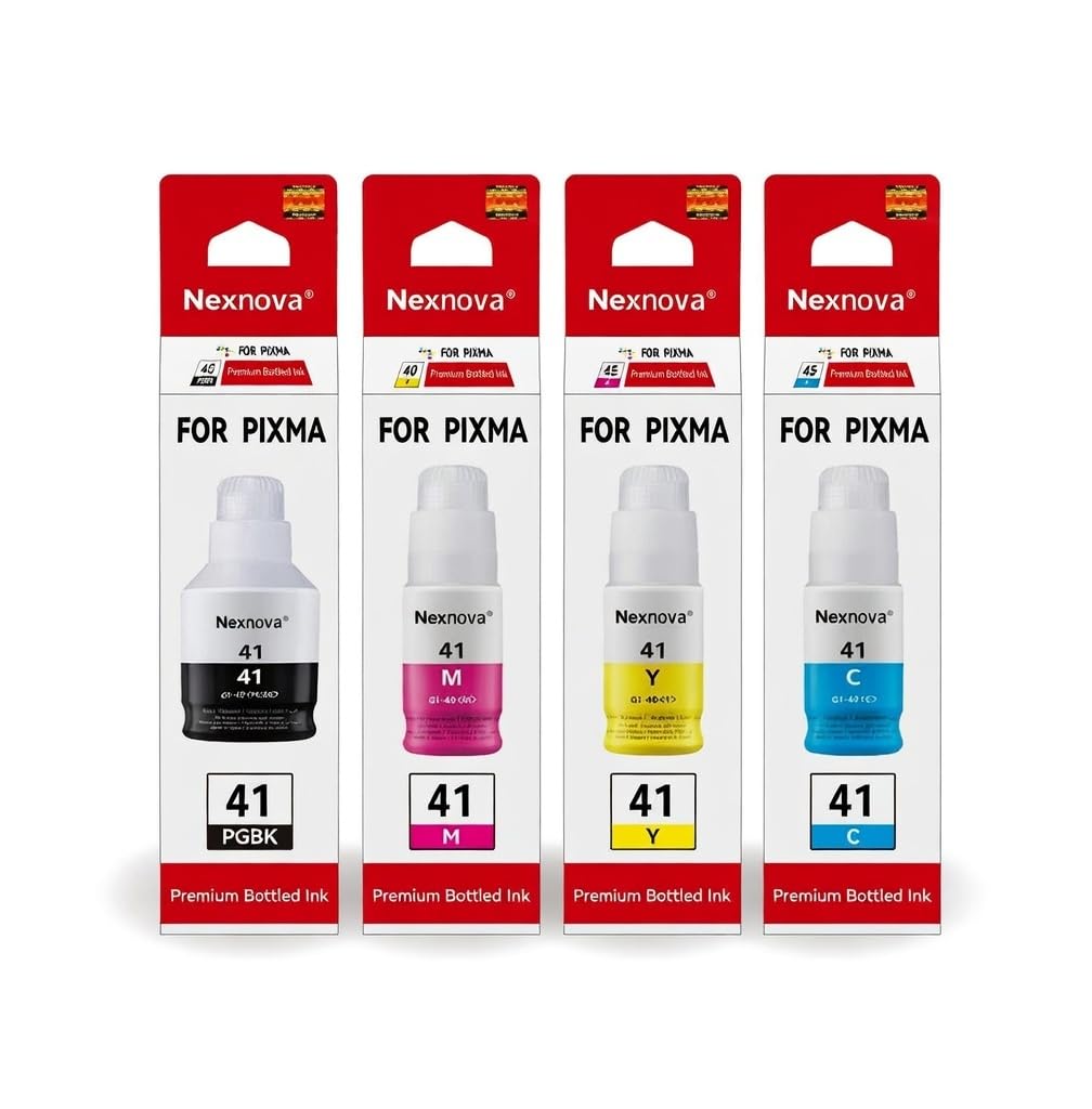 NexNova® Compatible with Canon Gi 41 Ink Set 4-Pack (Pigment Black Cyan Magenta Yellow) Compatible for Canon PIXMA G1420 G2420 G2460 G3420 G3460
