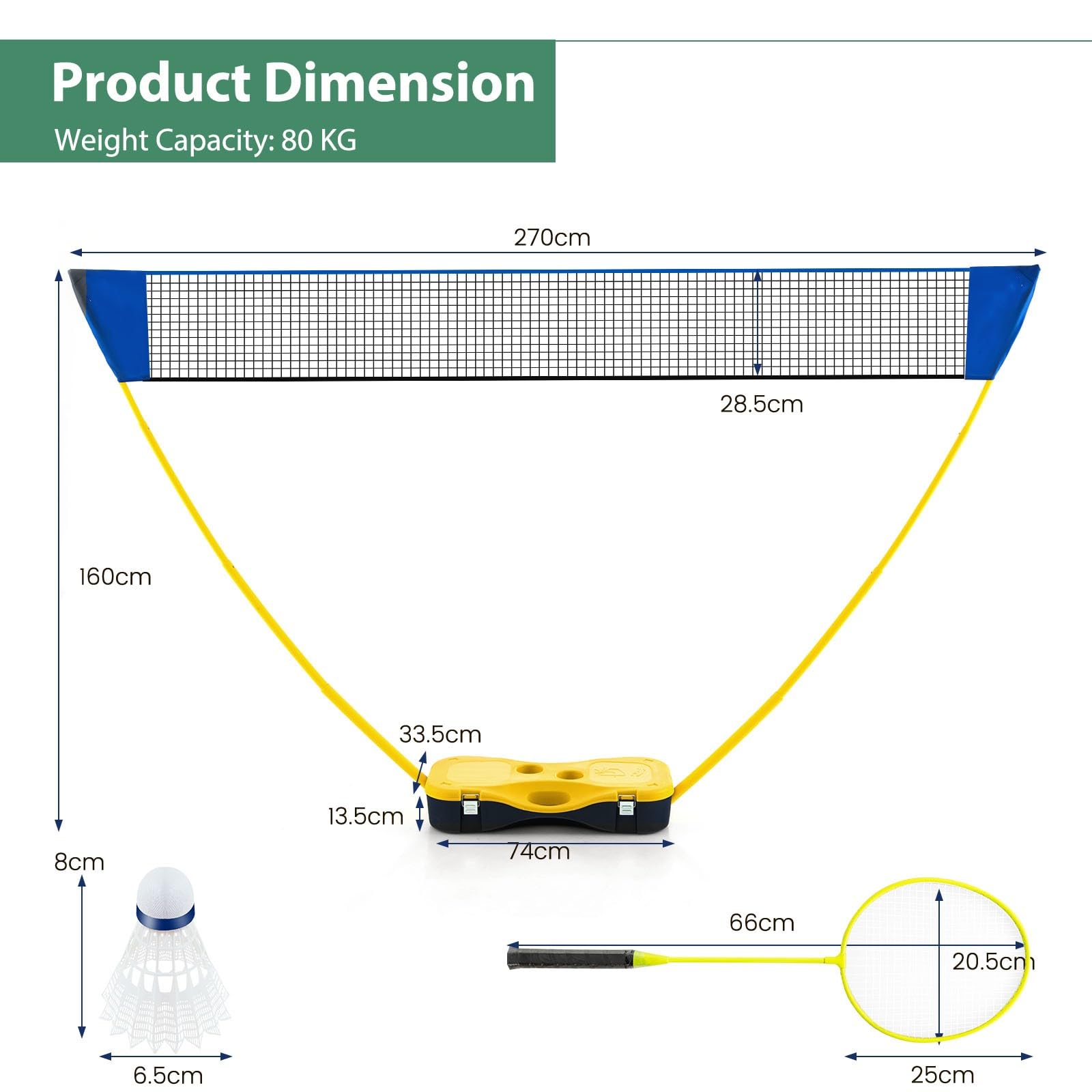 Rete Da Badminton Pieghevole LIFEZEAL - Altezza Regolabile 89-155 Cm, Con Palline E Borsa