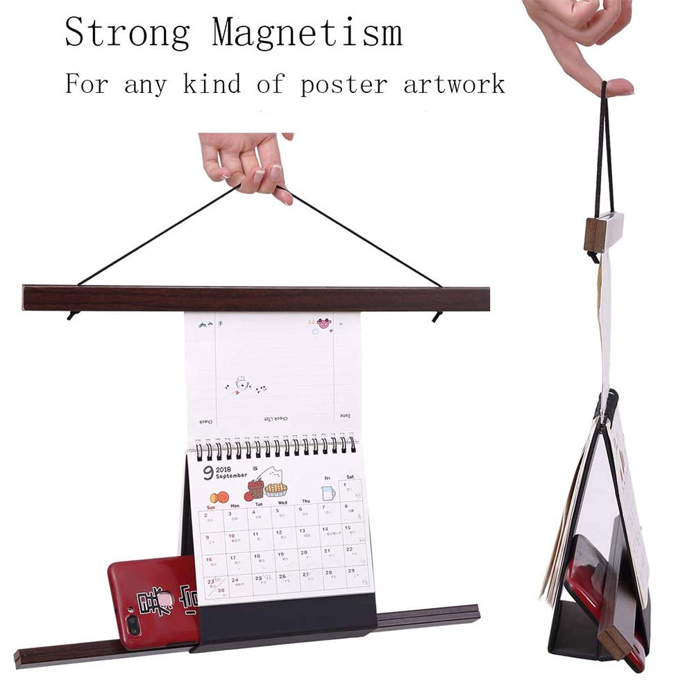 Benjia Magnetic Poster Rail, B0 Magnetic Poster Frame, Wooden Poster Strip, Poster Hanger for Prints and Artwork Walnut, 101.6 cm - Image 4