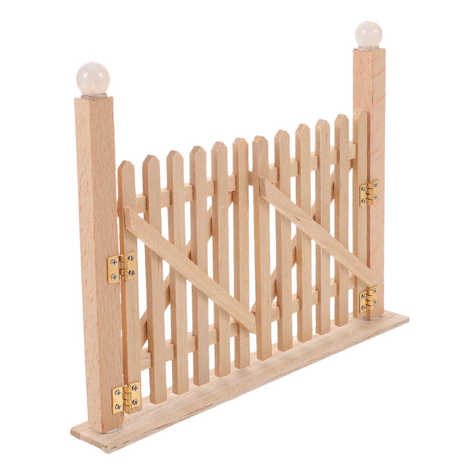 ORFOFE Wooden Garden Gate Double Door Dollhouse Outdoor Fence Accessory Solid Wood Picket Fence for DIY Fairy House Role-playing Scene