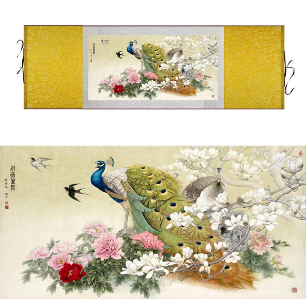 Amazon.co.jp: 中国の伝統的な芸術絵画水墨画孔雀絵画中国のウォッシュ