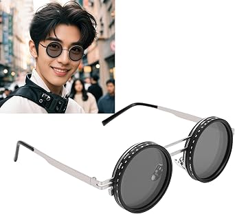 Zunate Adjustable Tint Polarized Sunglasses | Customizable ND Filter Lenses for Sun & Blue Light Protection, Unisex Round Design with PC Metal Frame, Includes Case & Cloth