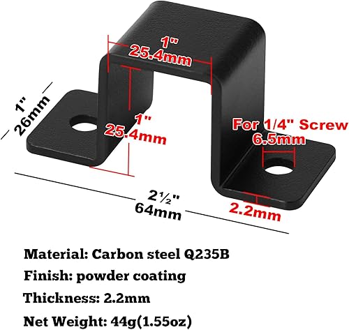 Miniatura 6 de 20 abrazaderas de correa de tubo cuadrado para tubo cuadrado de 1-12 pulgadas x 1-12 pulgadas, grosor de 0.079 in de grosor, abrazadera de soporte