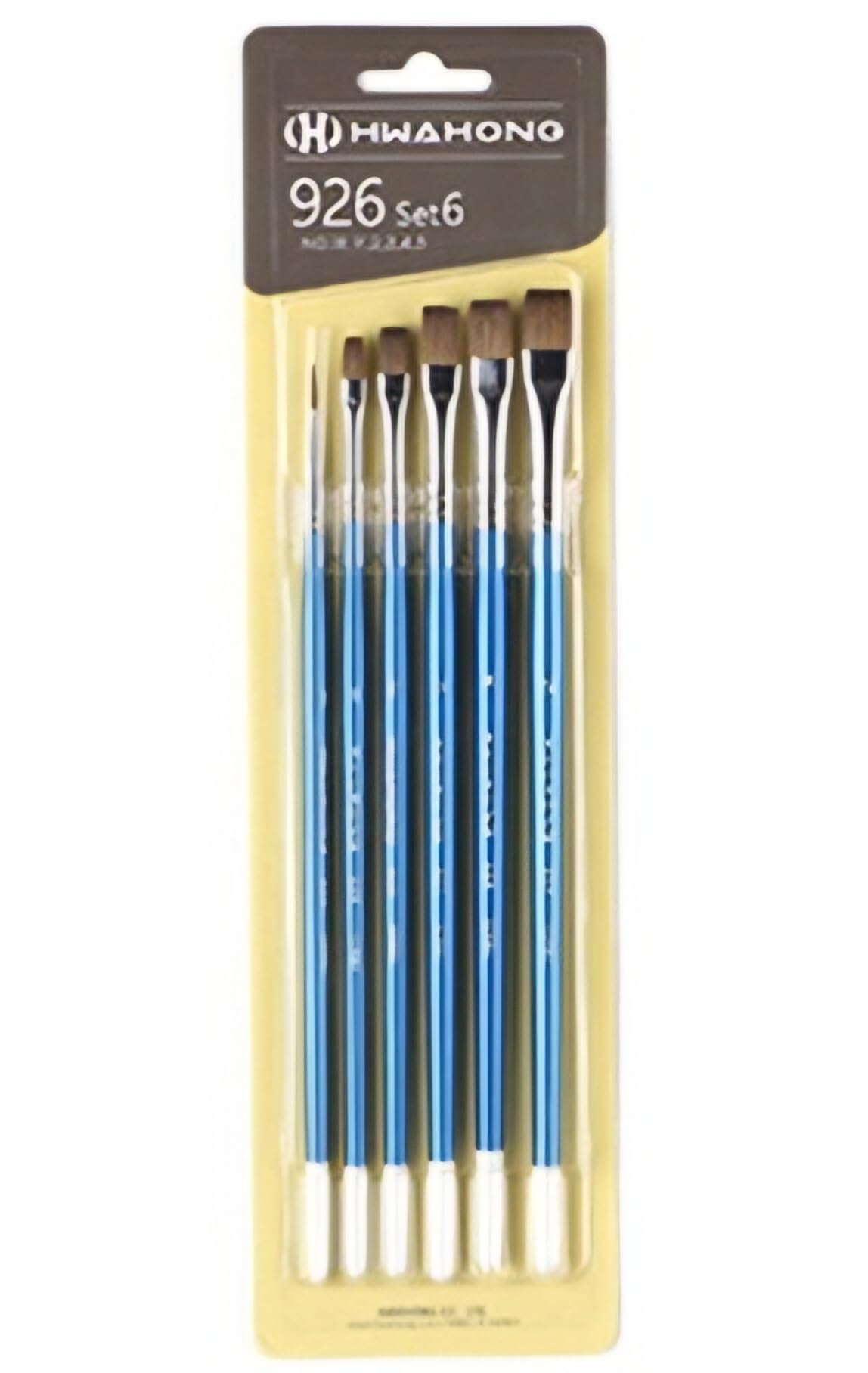 HWAHONG 926 Series, Soft Flat Brush Set by Design, 6 Pieces Including Filbert and Flat, for Watercolor, Oil and Acrylic Painting, Blue