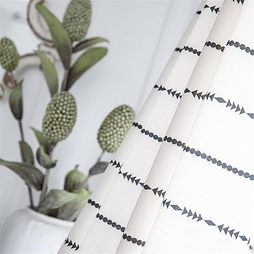 Miniatura 5 de Deeprove - Cortina bohemia blanca y negra, con borlas geométricas elegantes y bohemias, diseño de flechas geométricas horizontales, diseño de rayas