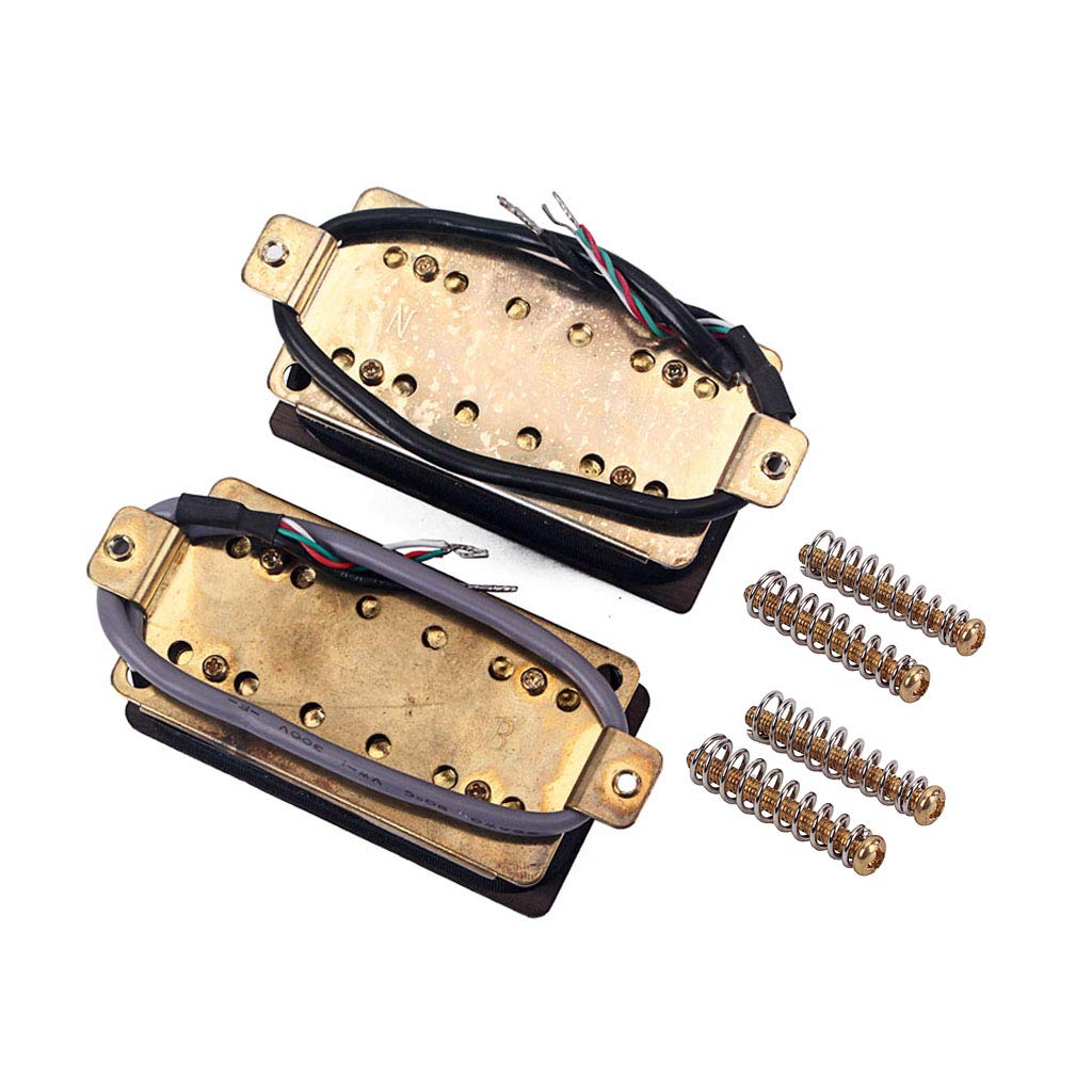 Alnicov 1 Set Pickup per chitarra in palissandro Neck & Bridge 50 / 52Mm Pickup humbucker per chitarra elettrica a 6 corde con viti dorate