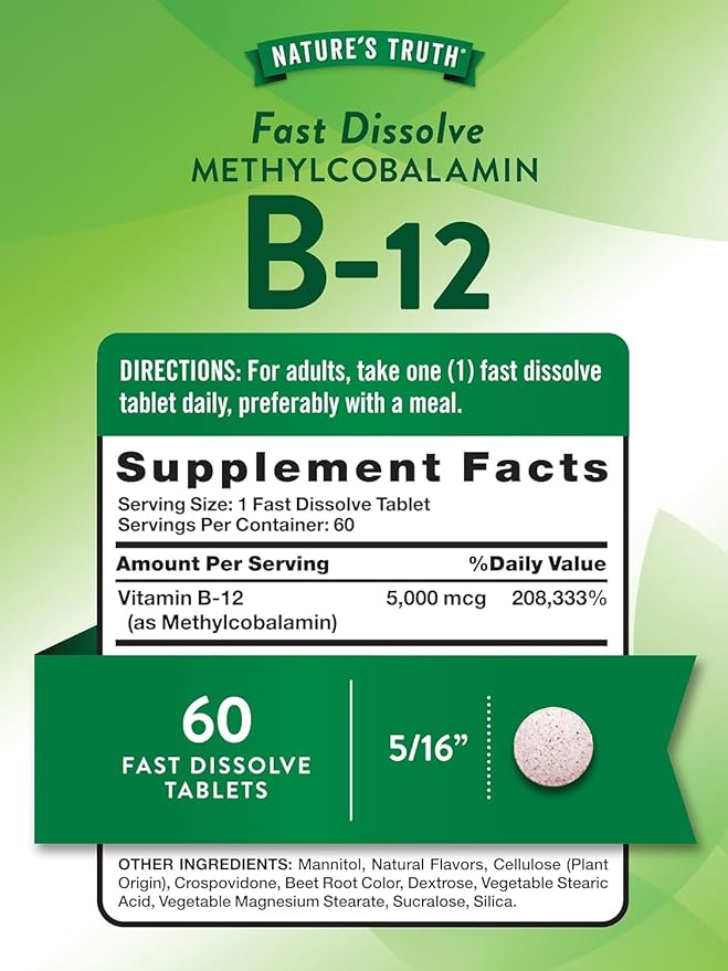 Nature's Truth Vitamina B-12 5000mcg 60 Tabletas x Paquete de 2 miniatura 2