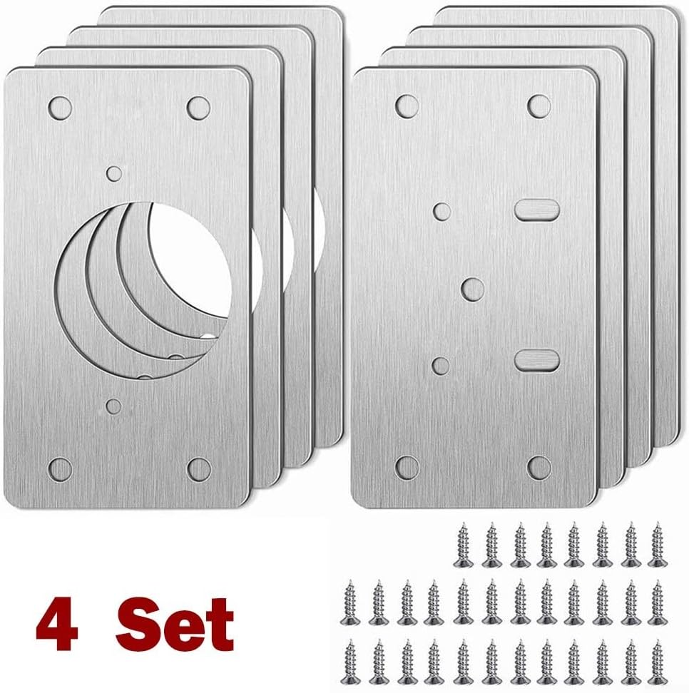 Steel Cabinet Hinge Repair Kit Kitchen Cupboard Doors – -Resistant Fixing Bracket with Screws, Compatible with Standard Overlay & Inset Hinges (4-)(4)