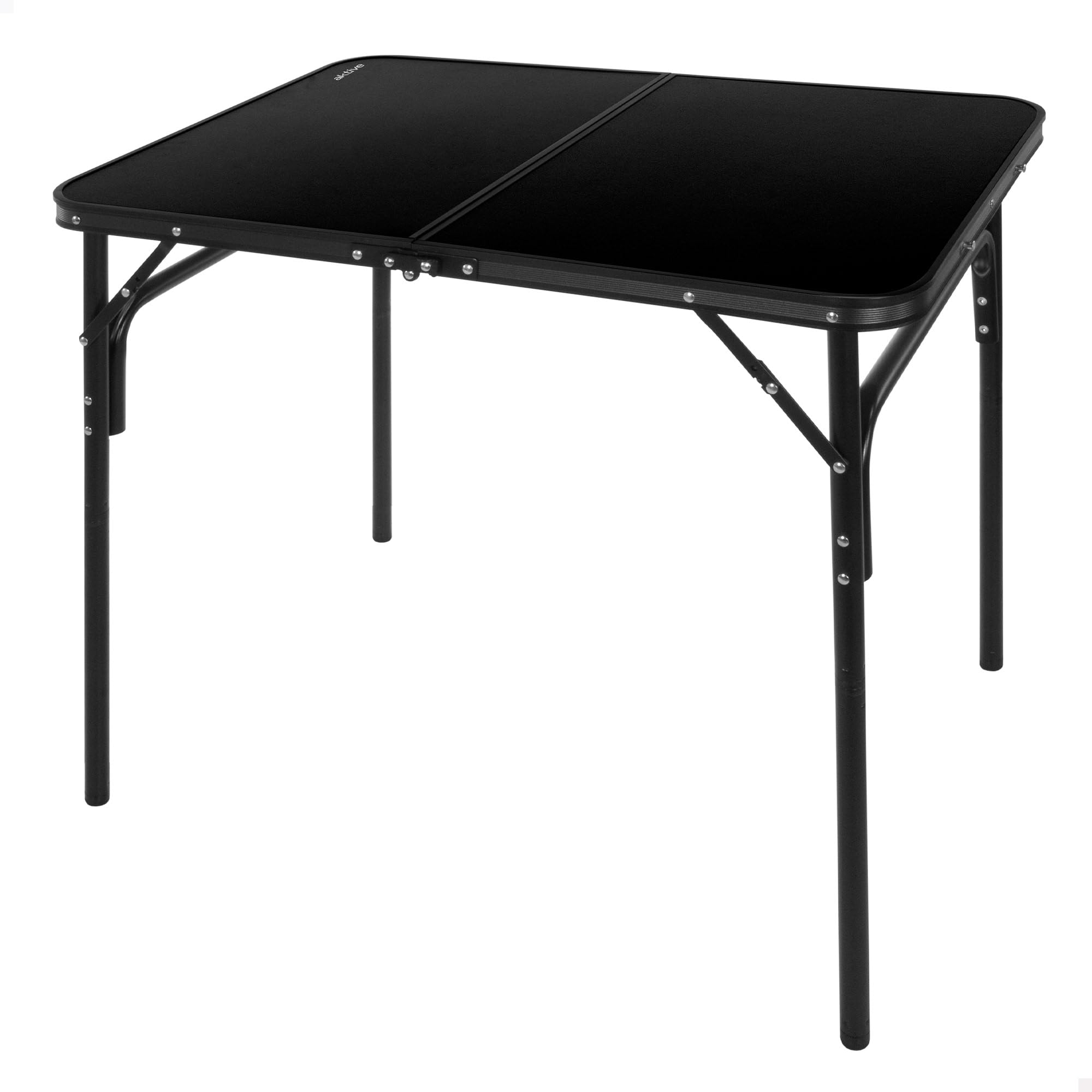 AKTIVE Folding Table, 90 x 60 x 70 cm, Non-Slip Stops, MDF Board, Aluminium Frame, Integrated Leveling System, Supports 30 kg, Light Weight (63054)