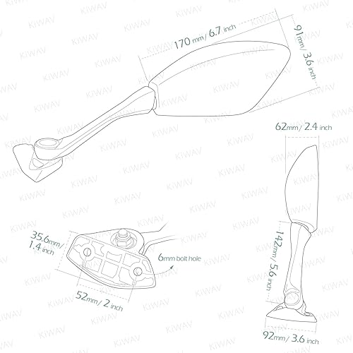 Miniatura 4 de KiWAV Reemplazo de espejo lateral izquierdo y derecho derecho derecho compatible con Suzuki GSX-250R 2018 2019 se vende por par