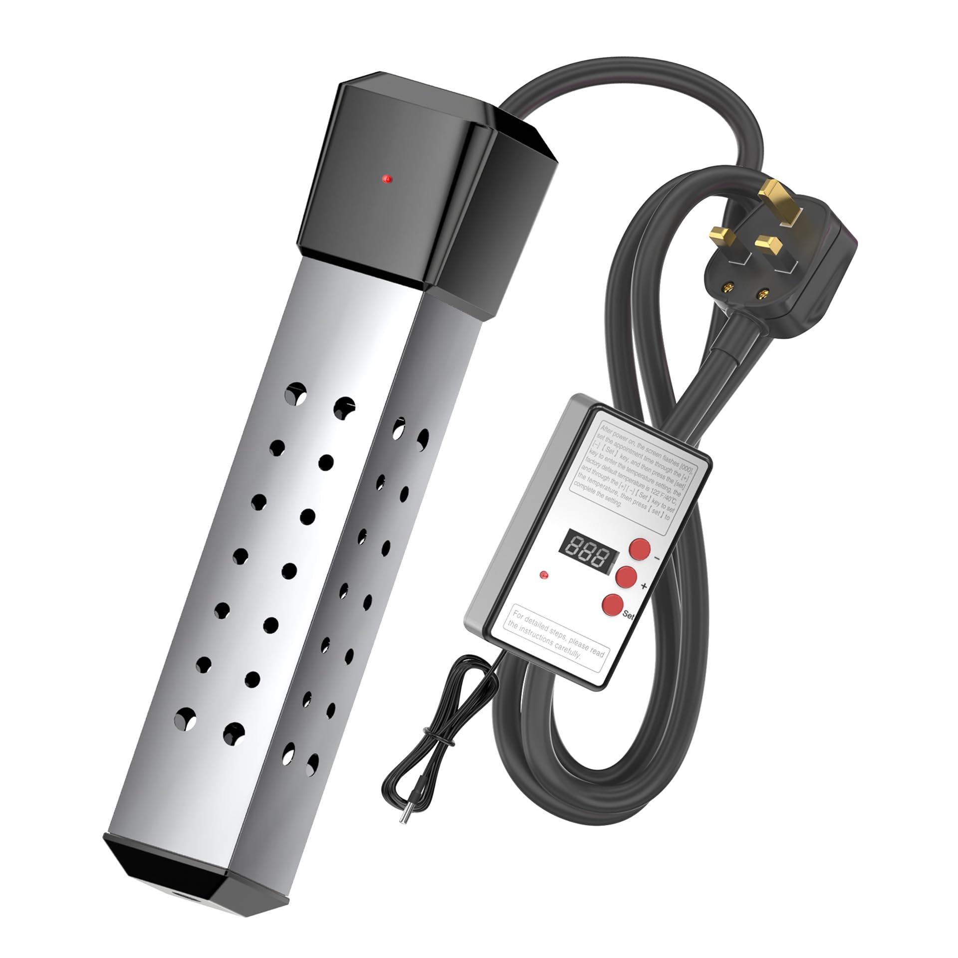 2500 W Water Heater, Portable Electric Water Heater with 304 Stainless Steel Lid and Thermostat, Automatic Shut-Off
