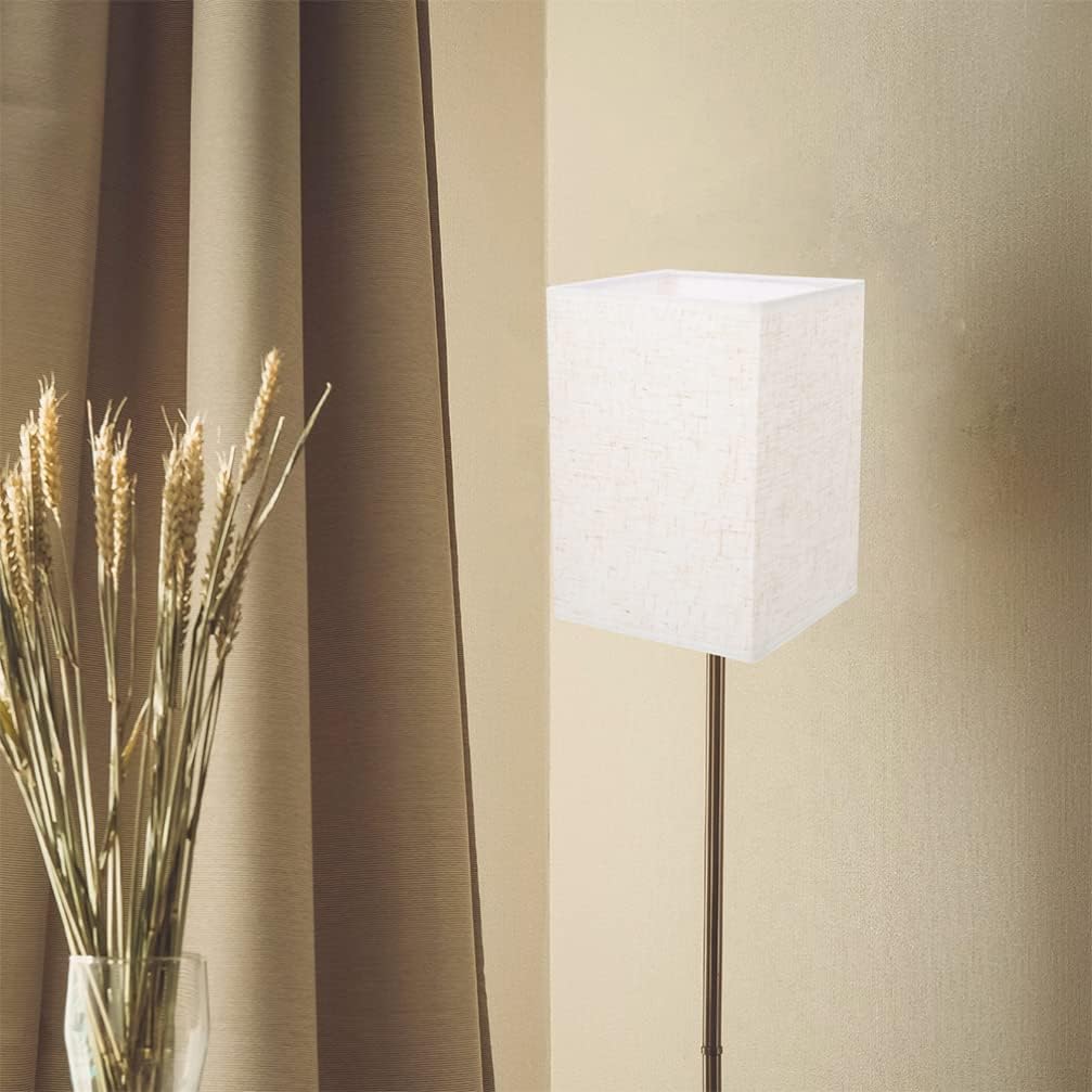 2pcs Linen Lampshade White Candlesticks Lamp Shades Sconces Square Cloth Lamp Shade Chandeliers Rustic Lamp Shade Sconce Lights Indoor Drum Lampshade Office Branches Accessories