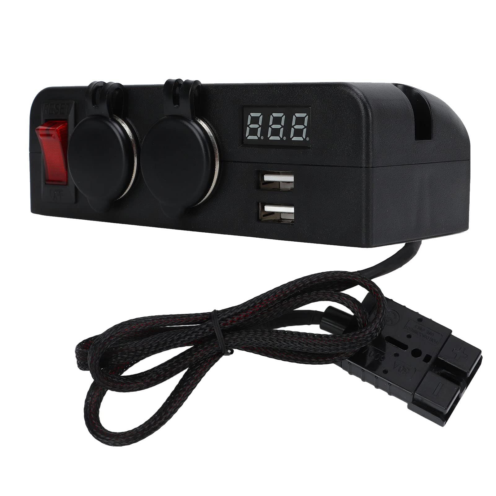 50A 600V Anderson do ładowarki samochodowej z woltomierzem cyfrowym, 2 portami USB i zasilaczem impulsowym do samochodów, pojazdów kempingowych i łodzi