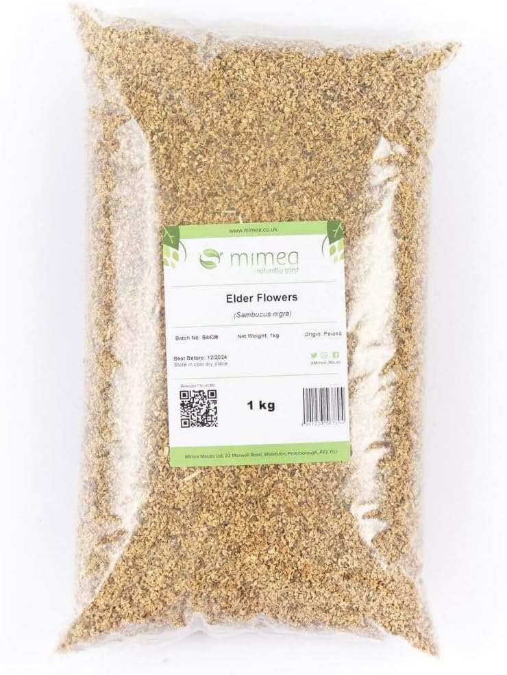 Mimea Elderflowers Dried | 1kg | Quality Ingredients | Great for Gin Distilling | Natural | No Additives | Floral Taste