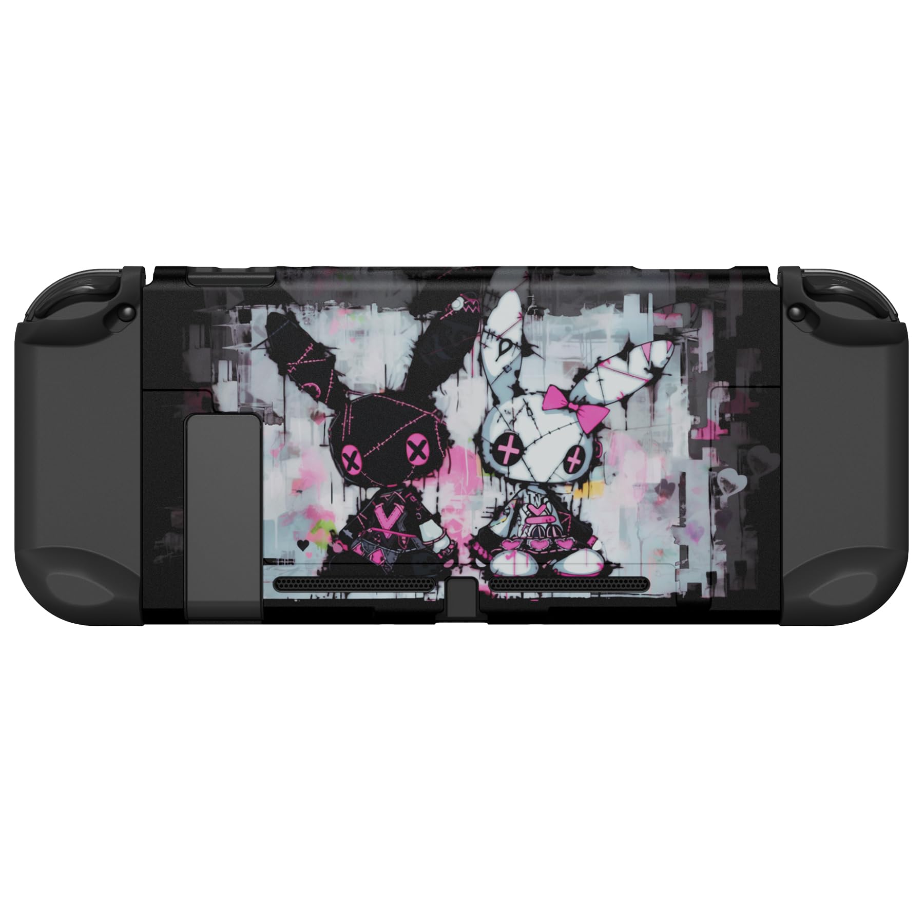 eXtremeRate PlayVital Cover Protettiva Compatibile con Nintendo Switch, Custodia Copertura Rigida Separabile Compatibile con Joycon Console, Coniglietti Punk