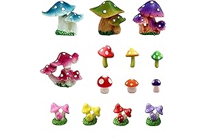 14 Pcs 0.5-1.8 Inch Resin Mushroom Fish Tank Decor