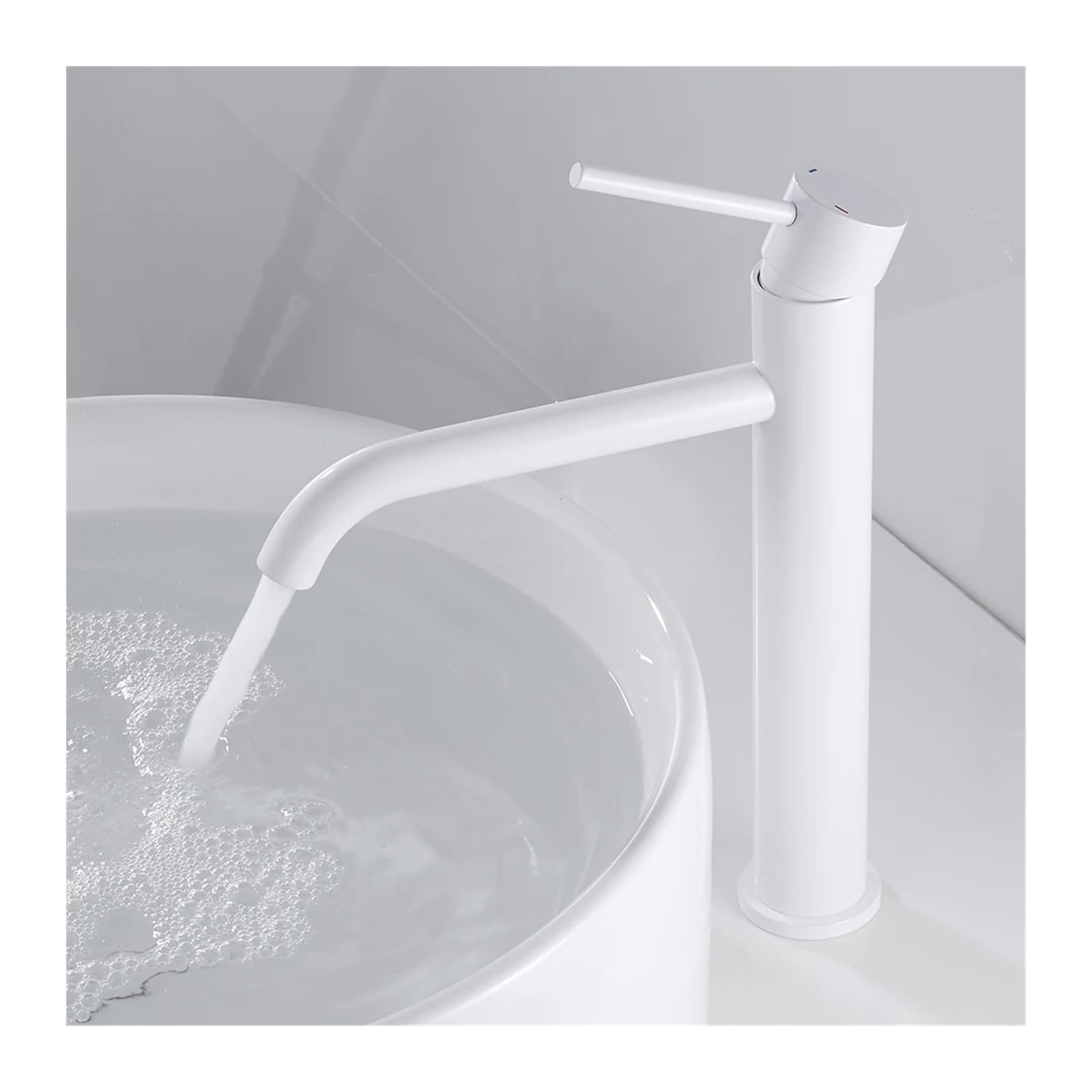YZYSHHX Badezimmer-Waschtischarmatur, hoch, Schwarz/Gebürstet/Weiß, Wasserhähne, Handwaschbecken, Einhebelmischer, Waschtischarmaturen (gebürstet)
