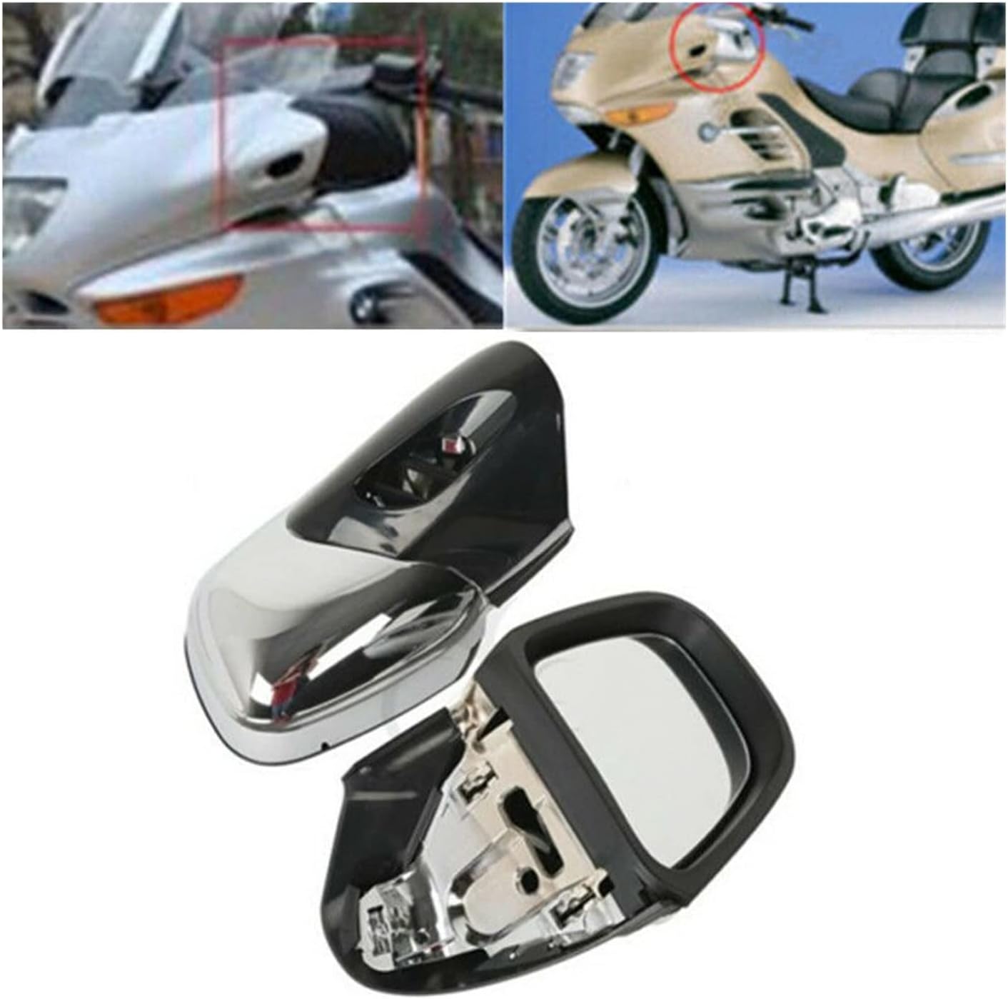 Motorcycle Left & Right Rear View Side Mirrors Compatible with BMW K1200 K1200LT K1200M 1999-2008 2007 06 05 04 03 02 01 2000
