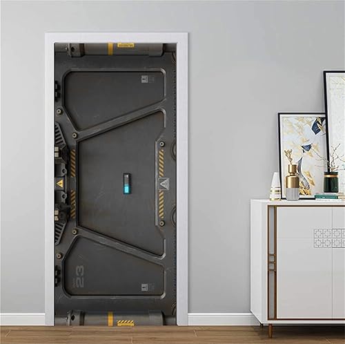 Miniatura 6 de artfanke Adhesivos para puerta de ciencia ficción 3D con teclado adhesivos para puerta de despegar y pegar papel tapiz autoadhesivo de PVC para