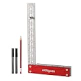 Precision Woodworking Square, Stainless Steel Square with Shoulder Lip, Self Standing for Quick Measurement, Built in Scribe Notches, Framing Tool for Professional Carpentry Use-12 Inch