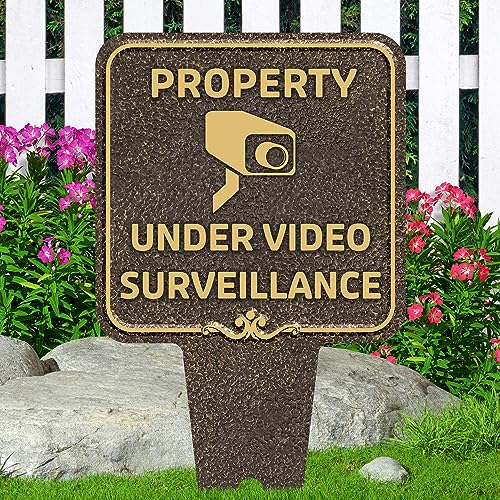 Image of Property Under Video Surveillance Sign, 11x21, Heavy Duty Integrated Ground Stakes, Indoor /Outdoor Use, Rust Free Aluminum Composite, Made in USA by My Sign center