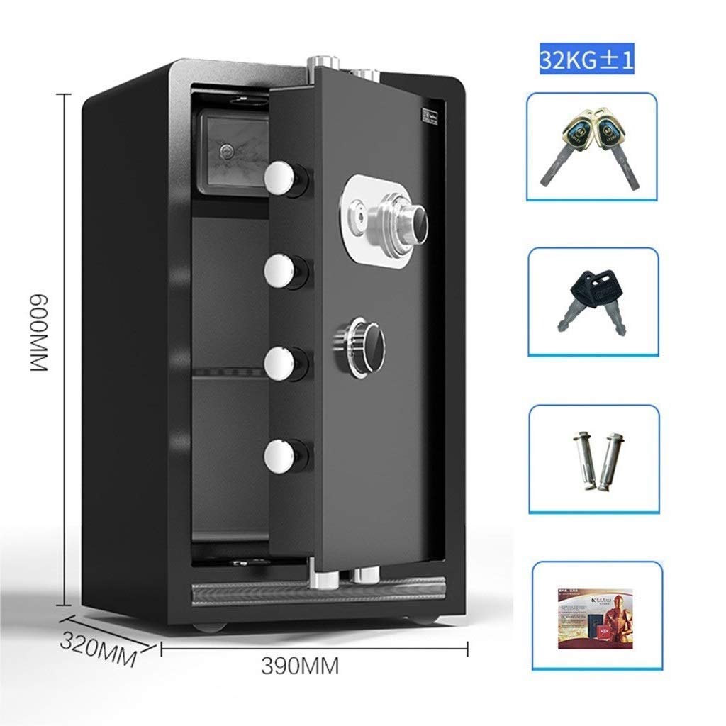 cassetta di sicurezza, Acciaio ignifugo for uso domestico Larg 60cm/70cm/80c Antifurto(Black,32cm)
