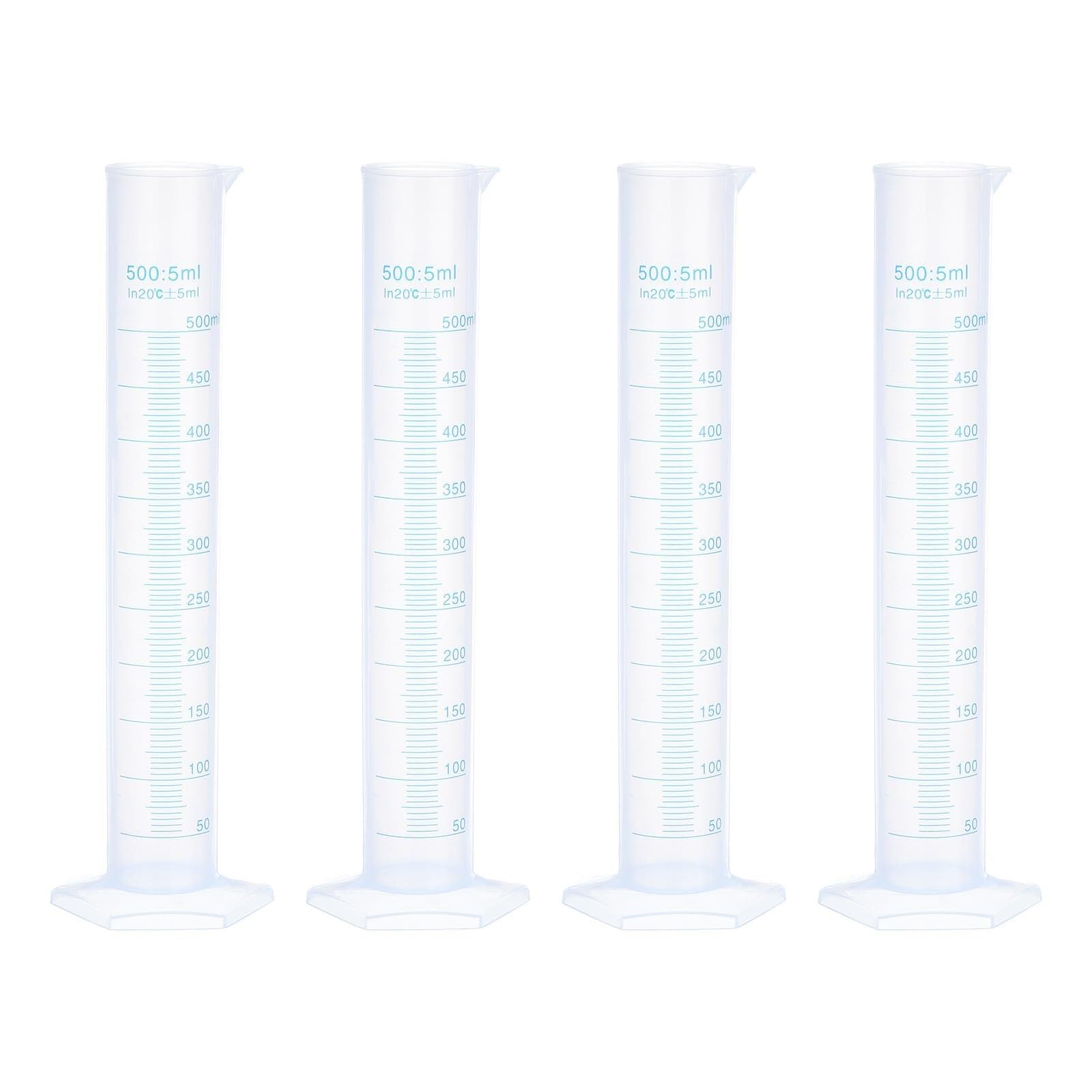Cilindro graduato in plastica 500ml - base esagonale per laboratorio e casa