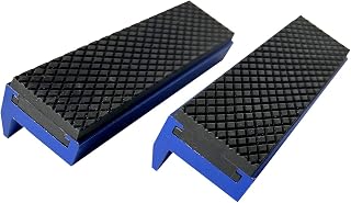 TRISENSE 4" Vise Jaws, Magnetic Aluminum Vice Jaw Pads with Soft Rubber Covers, Multi-Purpose Protector for Metal Vices Holding Wood, Metal, or Plastic, 2 Pairs, Cobalt Blue
