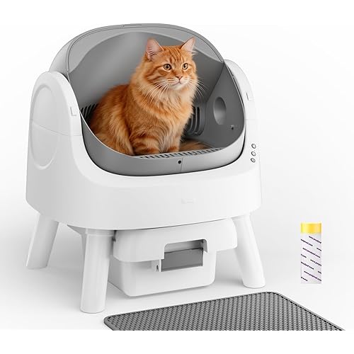 Self Cleaning Cat Litter Box, Automatic Litter Box for Multiple Cats, Integrated Safety Protection with Open-Top Design